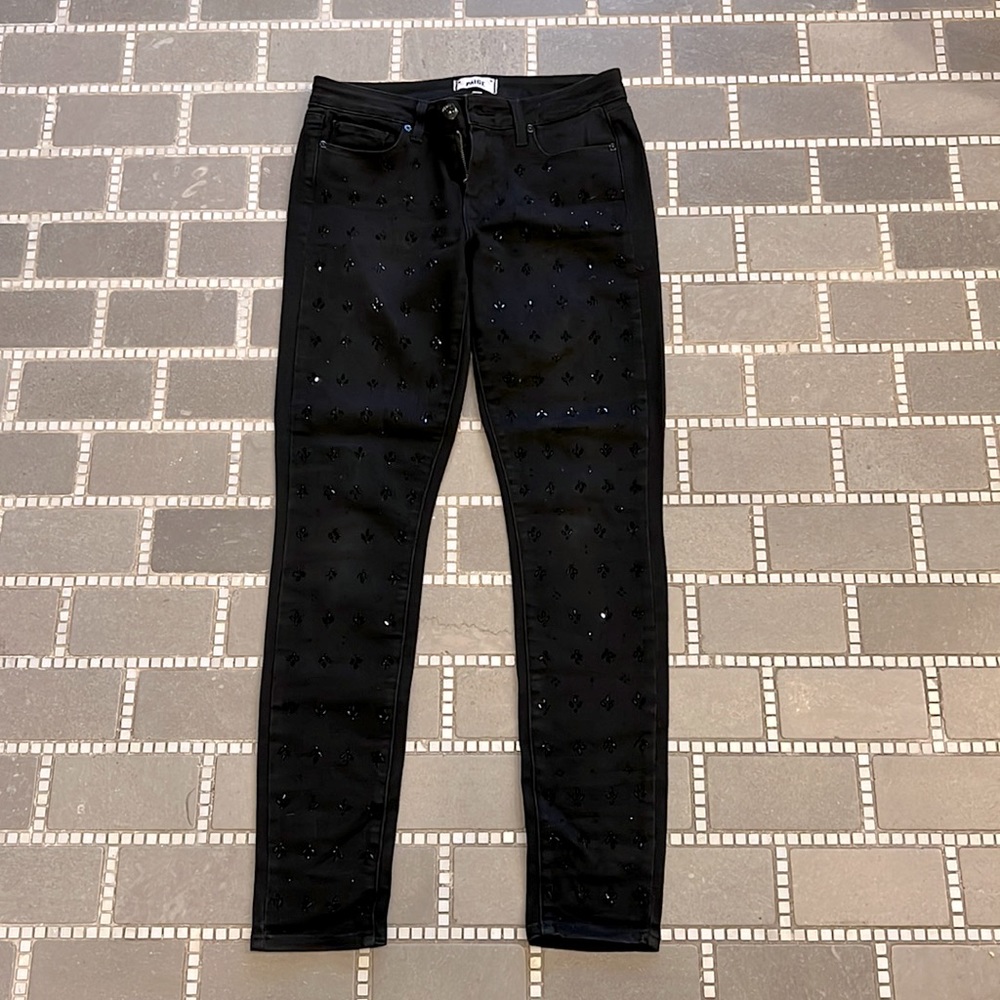 Black Paige denim beaded embellished jeans size 29